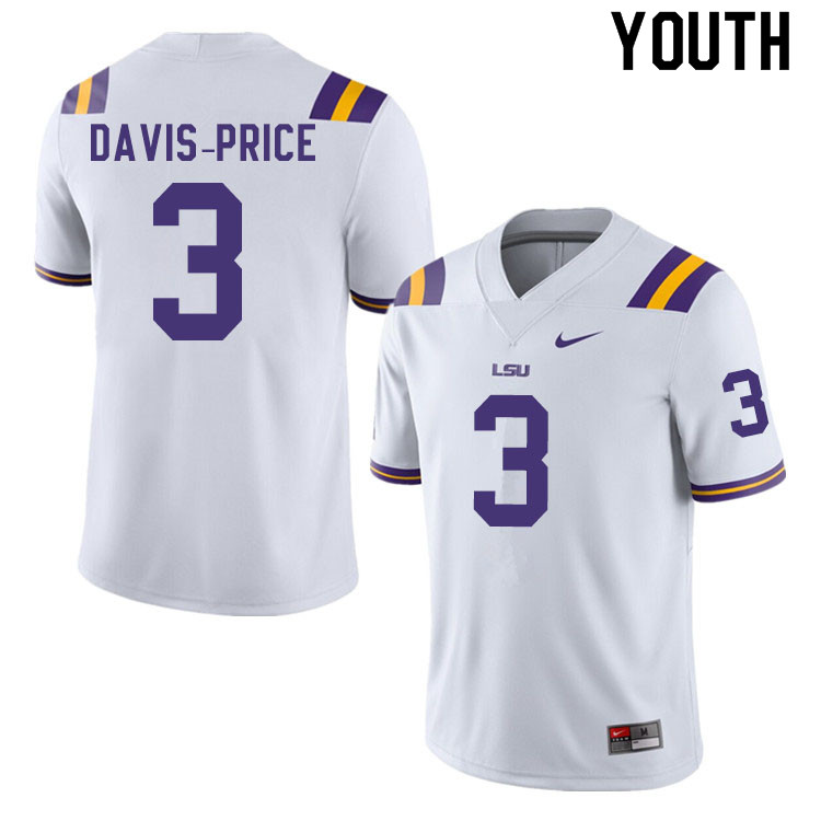Youth #3 Tyrion Davis-Price LSU Tigers College Football Jerseys Sale-White
